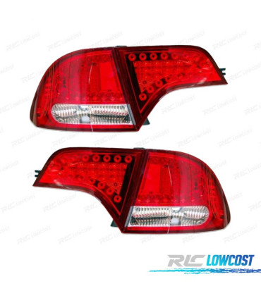 FEUX ARRIÈRE HONDA CIVIC HYBRID 4P 06- LOOK LEXUS LED ROUGE CHROMÉ