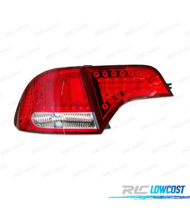 FEUX ARRIÈRE HONDA CIVIC HYBRID 4P 06- LOOK LEXUS LED ROUGE CHROMÉ