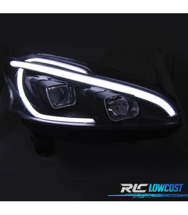 PHARES POUR PEUGEOT 208 12-15 TUBE LIGHT LED NOIR