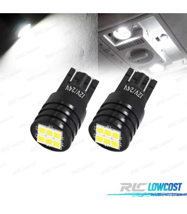 AMPOULES LED DIAMANT BLANC W5W T10 SÉRIE NOIR