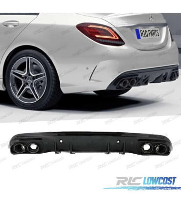 DIFFUSEUR MERCEDES CLASSE C W205 BERLINE 14-17 C43 AMG PDC + 2 EMBOUTS D'ÉCHAPPEMENT NOIR