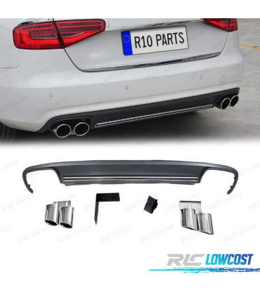 DIFFUSEUR AUDI A4 B8 11-15 LOOK S4 + 2 EMBOUTS INOX