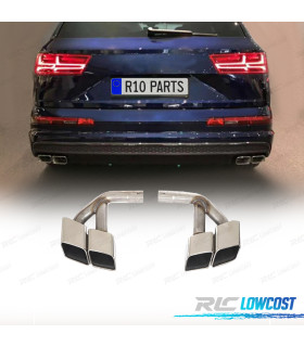 EMBOUTS D'ÉCHAPPEMENT AUDI Q7 2.0T ESSENCE 16-19 LOOK SQ7 ARGENTÉ