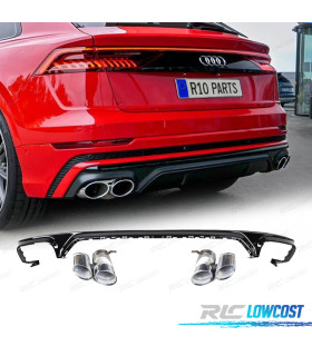 DIFFUSEUR AUDI Q8 19-23 LOOK SQ8 NOIR + EMBOUTS D´ÉCHAPPEMENT CHROMÉ