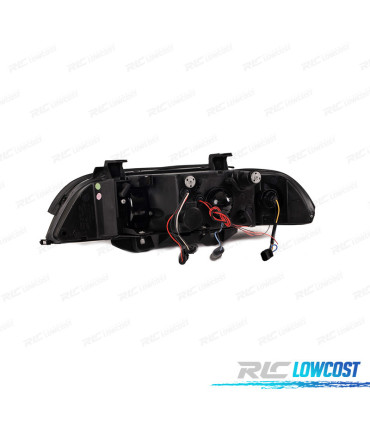 PHARES BMW E39 95-00 LED ANGEL EYES FOND NOIR