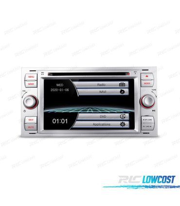 AUTORADIO 2DIN 7" POUR FORD SQUARE COULEUR ARGENT USB GPS TACTIL HD