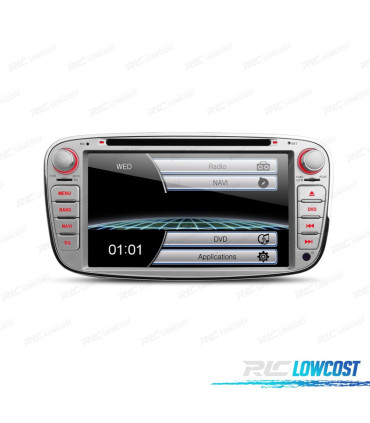 AUTORADIO 2DIN 7" POUR FORD ROND COULEUR GRIS USB GPS TACTIL HD