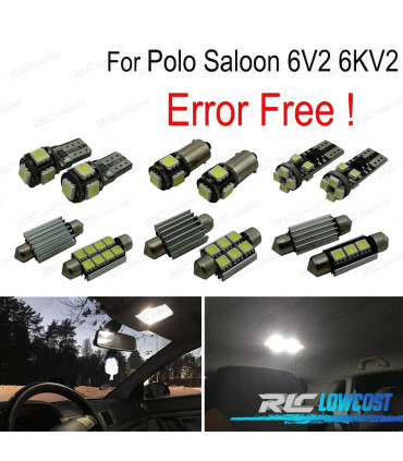 KIT 11 AMPOULES LED INTÉRIEUR POUR VOLKSWAGEN VW POLO CLASSIC BERLINE 6V2 6KV2 95-02