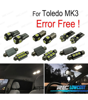 KIT 12 AMPOULES LED INTÉRIEUR POUR SEAT TOLEDO MK3 5P 5P2 05-09
