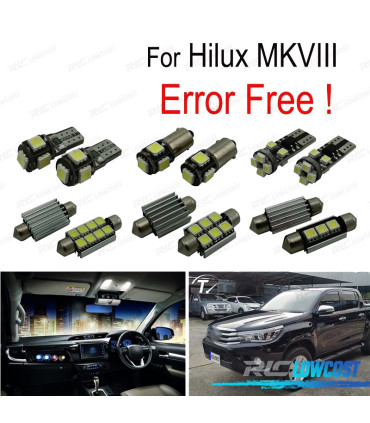 KIT 8 AMPOULES LED INTÉRIEUR POUR TOYOTA HILUX MK8 MKVIII 15-