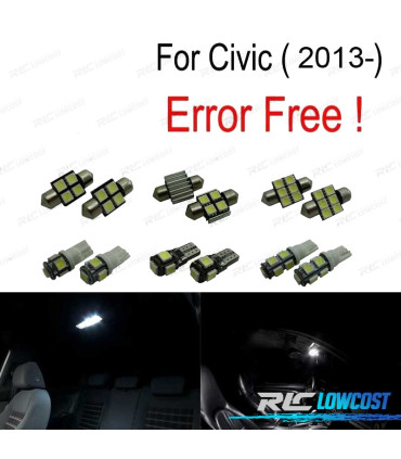 KIT 7 AMPOULES LED INTÉRIEUR POUR HONDA CIVIC 13-