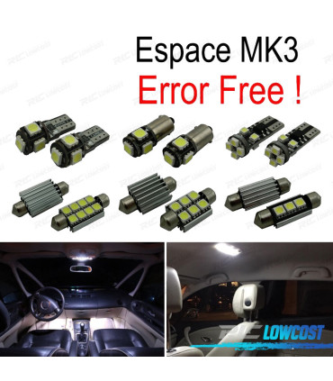 KIT 10 AMPOULES LED INTÉRIEUR POUR RENAULT ESPACE 3 III MK3 97-02