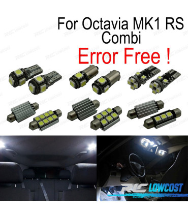 KIT 12 AMPOULES LED INTÉRIEUR SKODA OCTAVIA 1 MK1 MK I RS KOMBI 1U5 BREAK WAGON 96-04