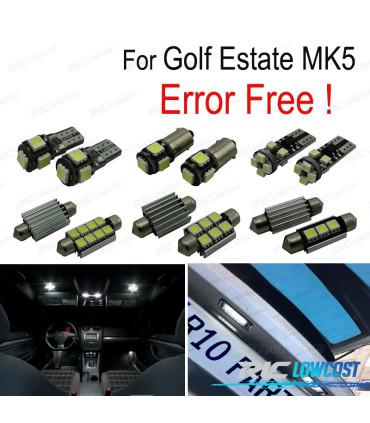KIT 14 AMPOULES LED INTÉRIEUR POUR VOLKSWAGEN VW GOLF 5 BREAK GOLF WAGON MK5 V 07-09