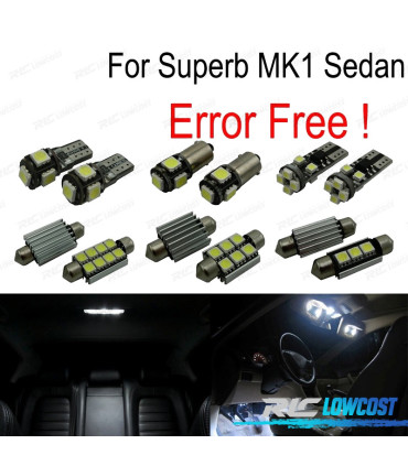 KIT 15 AMPOULES LED INTÉRIEUR POUR SKODA SUPERB MK 1 BERLINE MKI BERLINE 3U4 02-08