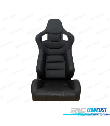 SIÈGE SEMI BAQUET TYPE RS EN CUIR NOIR