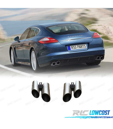 EMBOUTS D'ÉCHAPPEMENTS PORSCHE PANAMERA 17- LOOK S SILVER MATE