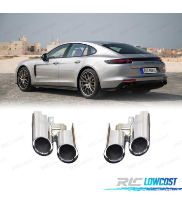 EMBOUTS D'ÉCHAPPEMENTS PORSCHE PANAMERA 17- LOOK GTS CHROMÉ
