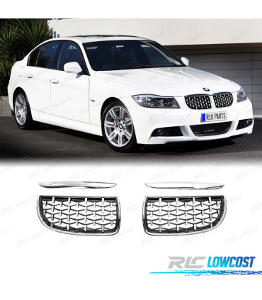 CALANDRES BMW E90 E91 05-08 CHROMÉES DIAMANT
