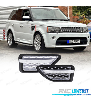 ENTRÉES D'AIR LATÉRALES RANGE ROVER SPORT 10-13 LOOK AUTOBIOGRAPHY NOIR BRILLANT ARGENT