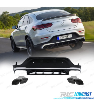DIFFUSEUR MERCEDES GLC C253 COUPE 19-22 LOOK AMG GLC63 NOIR CHROMÉE