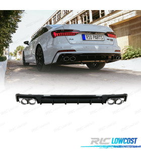 DIFFUSEUR ARRIÈRE AUDI A6 A6 AVANT 18-22 LOOK S6 NOIR BRILLANT + EMBOUTS