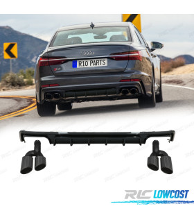 DIFFUSEUR ARRIÈRE AUDI A6 A6 AVANT 18-22 LOOK S6 NOIR BRILLANT