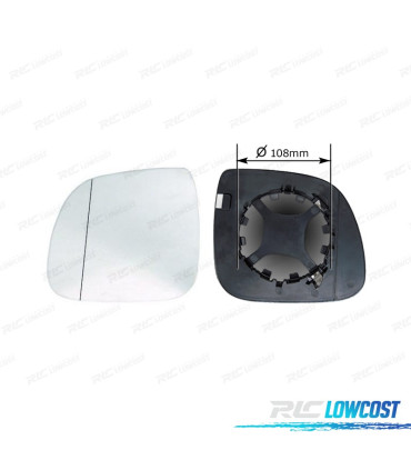 GLACE RÉTROVISEUR BASE GAUCHE VOLKSWAGEN VW TRANSPORTER T6 16-20 SUPPORT 108MM