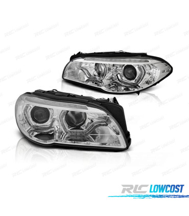 PHARES BMW F10 F11 13-16 BI-XENON ANGEL EYES LED 3D DRL DYNAMIQUES CHROMÉ