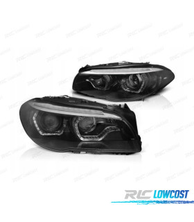 PHARES BMW F10 F11 13-16 BI-XENON ANGEL EYES LED 3D DRL DYNAMIQUES NOIR