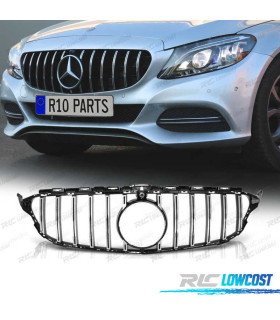 CALANDRE MERCEDES CLASSE C W205 18-21 LOOK GTR NOIR CHROMÉ