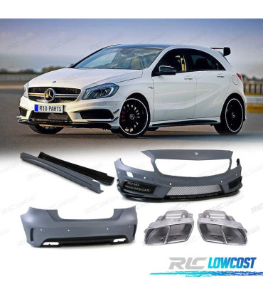 KIT CARROSSERIE MERCEDES CLASSE A W176 AMG A45 + LAVE PHARE + EMBOUTS D´ÉCHAPPEMENT PDC