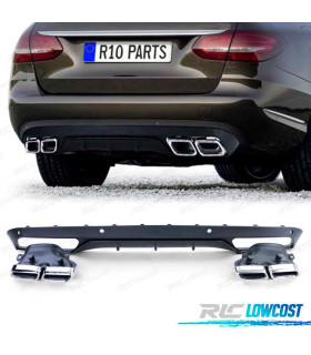 DIFFUSEUR MERCEDES CLASSE C S205 14-18 LOOK AMG NOIR MAT + SORTIES D'ÉCHAPPEMENT
