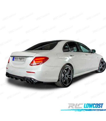 DIFFUSEUR MERCEDES CLASSE E W213 SEDAN 16-19 LOOK AMG E53 NOIR BRILLANT + SORTIES D'ÉCHAPPEMENT