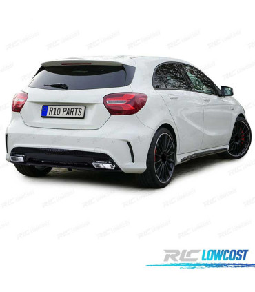 DIFFUSEUR MERCEDES CLASSE A W176 12-18 LOOK AMG A45 NOIR BRILLANT + EMBOUTS D'ÉCHAPPEMENT CHROMÉS