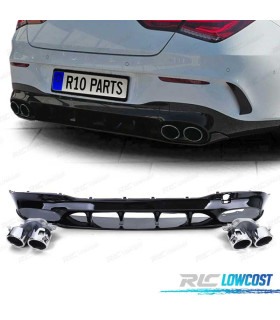 DIFFUSEUR MERCEDES CLA C118 19- LOOK AMG NOIR BRILLANT + EMBOUTS D'ÉCHAPPEMENT