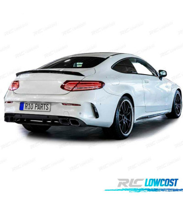 DIFFUSEUR MERCEDES CLASSE C C205 COUPE 15-18 LOOK AMG C63 NOIR BRILLANT + EMBOUTS D'ÉCHAPPEMENT NOIRS