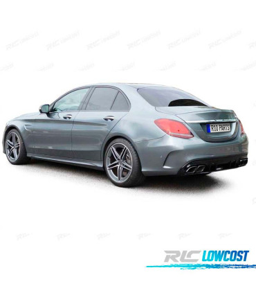 DIFFUSEUR MERCEDES CLASSE C W205 BERLINE 18-21 LOOK AMG NOIR BRILLANT +EMBOUT D´ÉCHAPPEMENT