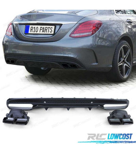 DIFFUSEUR MERCEDES CLASSE C W205 BERLINE 13-18 LOOK AMG + EMBOUTS D'ÉCHAPPEMENT NOIRS