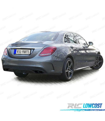 DIFFUSEUR MERCEDES CLASSE C W205 BERLINE 13-18 LOOK AMG + EMBOUTS D'ÉCHAPPEMENT NOIRS