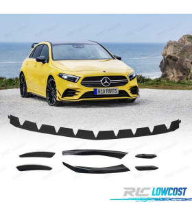 SPOILER LAME AVANT + SPLITTERS MERCEDES CLASSE A W177 18- LOOK AMG NOIR BRILLANT