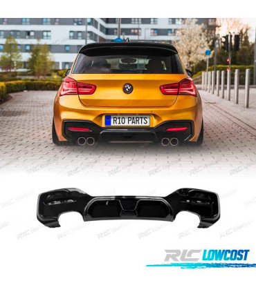 DIFFUSEUR BMW F20 LCI 15-19 LOOK CS NOIR BRILLANT SORTIES DES DEUX CÔTÉS
