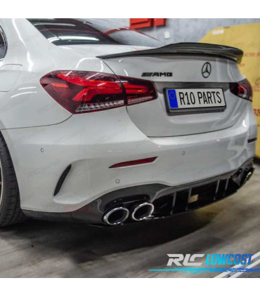 DIFFUSEUR MERCEDES V177 AMG 18- SEDAN LOOK A45 NOIR BRILLANT + EMBOUTS D'ÉCHAPPEMENT CHROMÉ