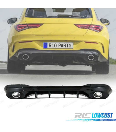 DIFFUSEUR ARRIÈRE MERCEDES CLA W118 19- LOOK CLA35 NOIR BRILLANT