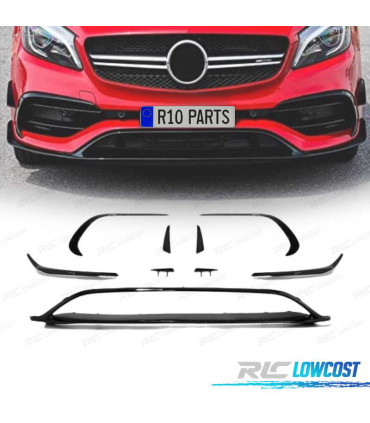 SPOILER LAME DE PARE-CHOCS AVANT MERCEDES W176 LOOK AMG A45 16-18 NOIR BRILLANT