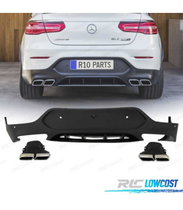 DIFFUSEUR ARRIÈRE MERCEDES GLC C253 COUPÉ 15-18 LOOK AMG GLC63 + EMBOUT D´ÉCHAPPEMENT