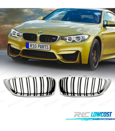 CALANDRES BMW F32 F33 F36 13-18 M4 LOOK NOIR CHROMÉ