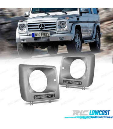 KIT FEUX DIURNES AVANT MERCEDES W461 W463 01-12 DRL LED ARGENT