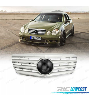 CALANDRE TYPE AMG POUR MERCEDES E W211 06-09 ARGENT CHROMÉ