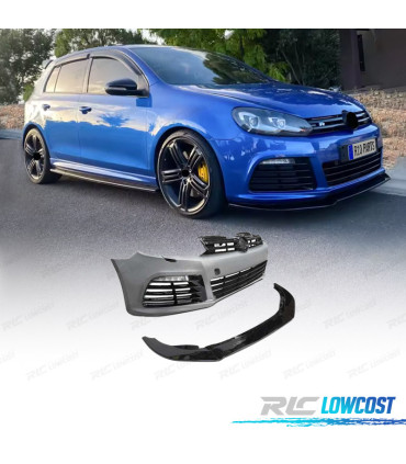 PARE-CHOCS AVANT VOLKSWAGEN VW GOLF 6 R20 NOIR BRILLANT SRA + SPOILER LAME
